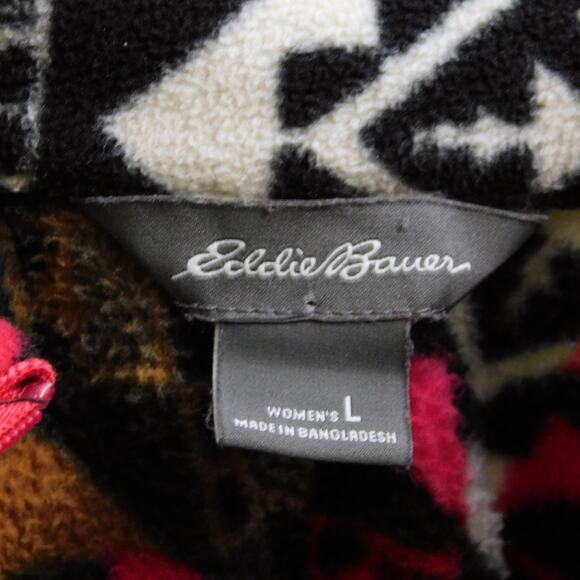 Womens Eddie Bauer Fleece Jacket Size L Geometric Print Quarter Zip - Picture 2 of 4
